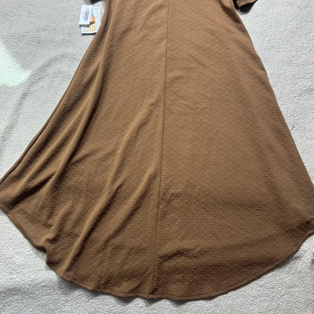 LuLaRoe Carly Dress Womens XS Brown Textured High Low Hem Pocket Stretch NWT - Picture 10 of 12
